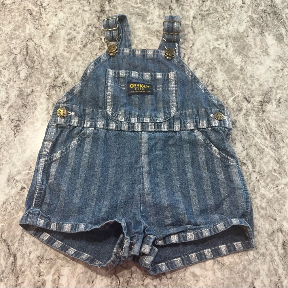 Osh Kosh B’Gosh vintage bibs overalls size 24m months cotton blue striped